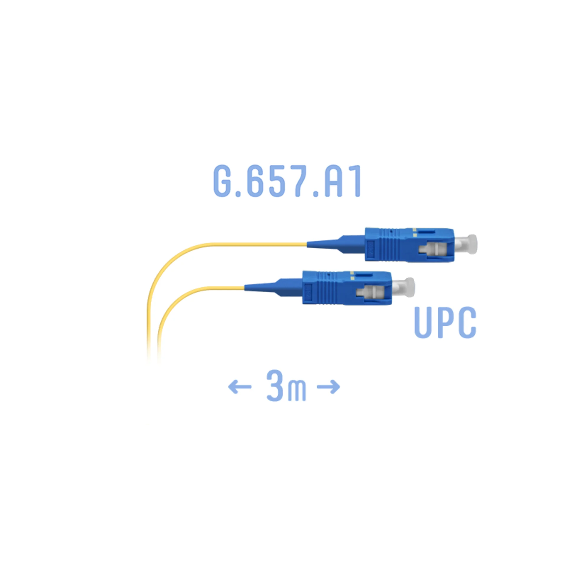 Шнур монтажный SNR SС/UPC-SС/UPC, SM (G.657.A1), 3 метра (диаметр 0,9 мм) (SNR-PC-SC/UPC-A-3m (0,9))