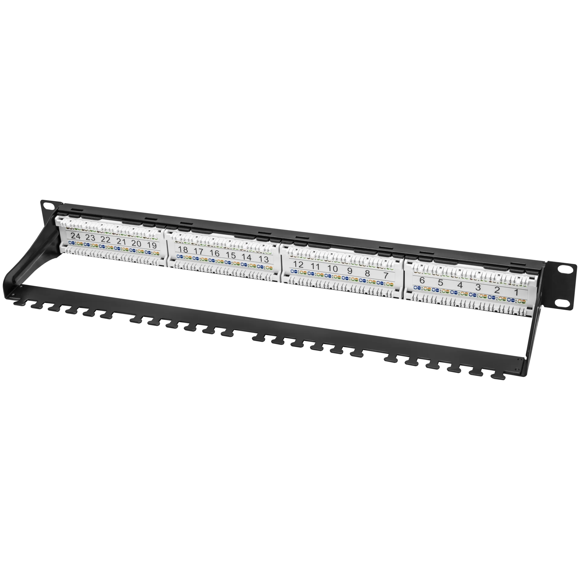 Коммутационная панель SNR, 19" неэкранированная, 1U, 24 порта, cat.6, горизонтальная заделка