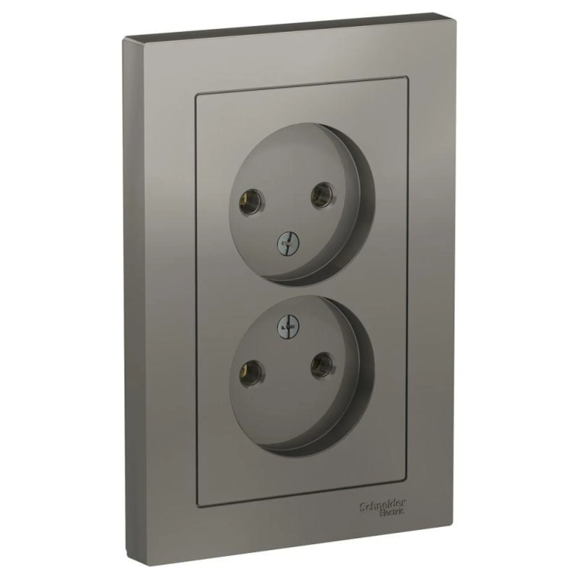 Розетка 2-м СП AtlasDesign 16А IP20 без заземл. в сборе сталь Systeme Electric ATN000920