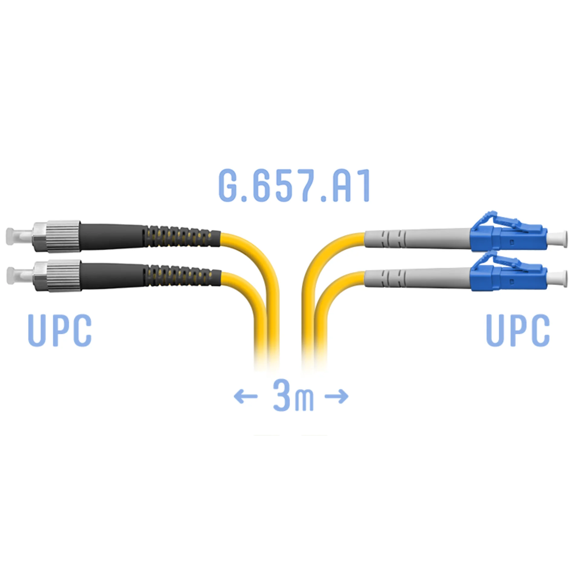 Патчкорд оптический LC/UPC-FC/UPC SM G.657.A1 Duplex 3 метра