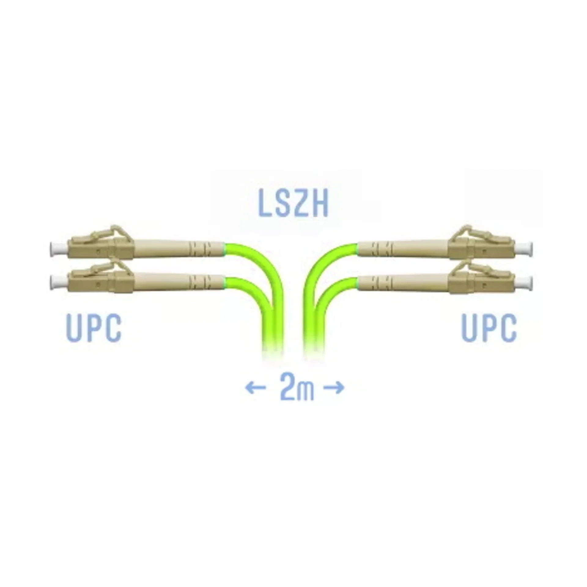 Патч-корд оптический SNR, LC/UPC-LC/UPC, 2м, зеленый (SNR-PC-LC/UPC-MM5-DPX-2m (2,0))
