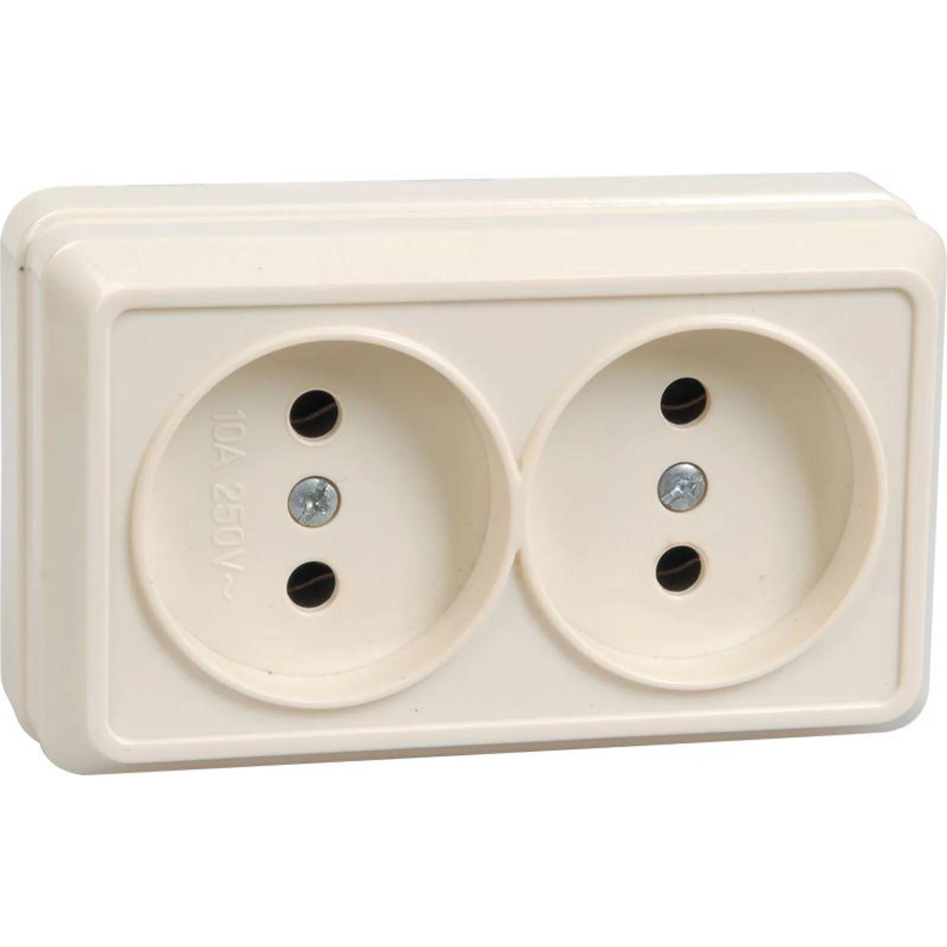Розетка 2-м ОП Октава 10А IP20 без заземл. крем. IEK ERO20-K33-10-DC