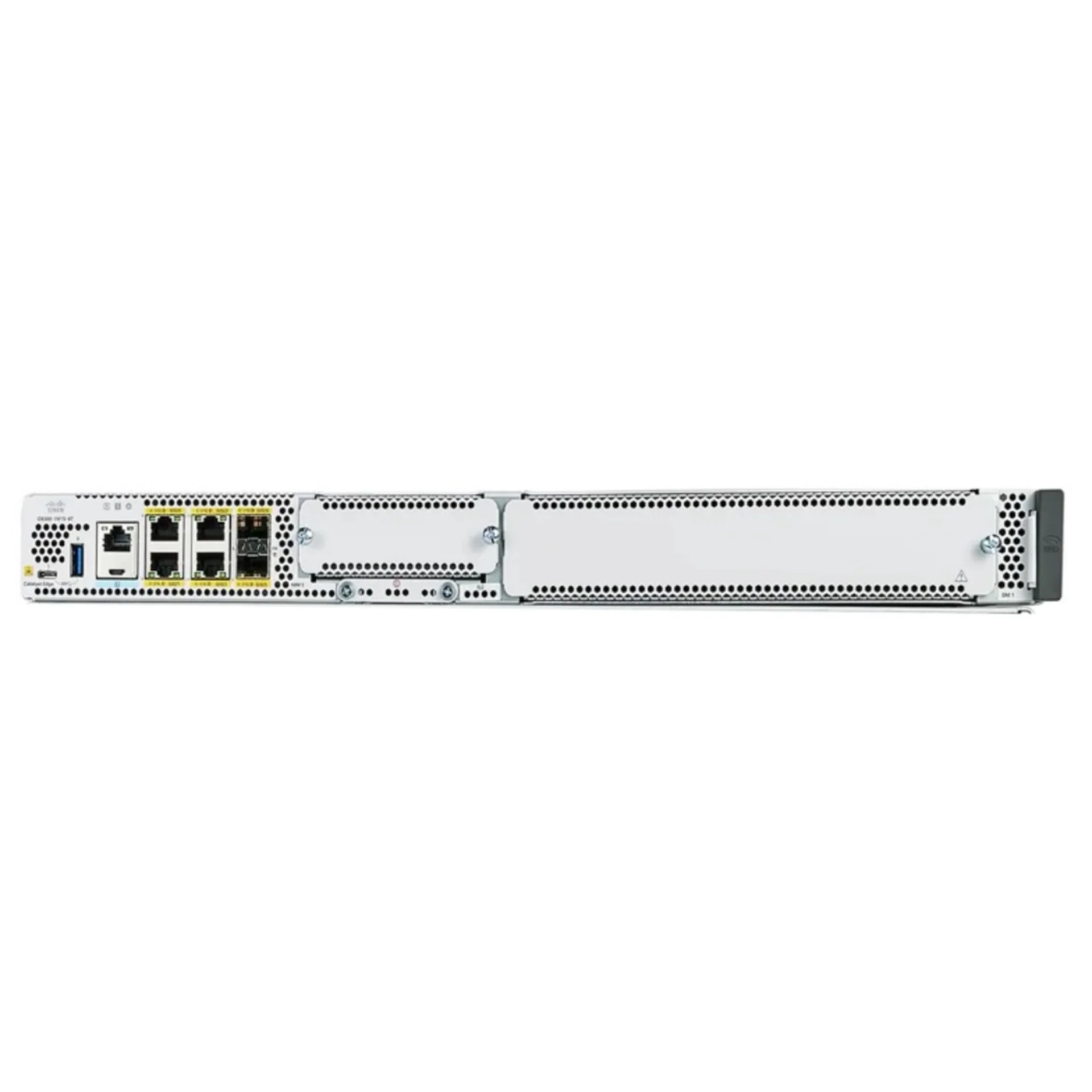 Маршрутизатор CISCO C8300 1RU with 1G WAN (1 SM slot and 1 NIM slot, and 6x 1GbE ports), 8GB DRAM, 8GB Flash, 16GB M.2 SSD Storage, 2x PSU 250W, Advanced security (NGFW, IPS/IDS, AMP, URL, SASE)