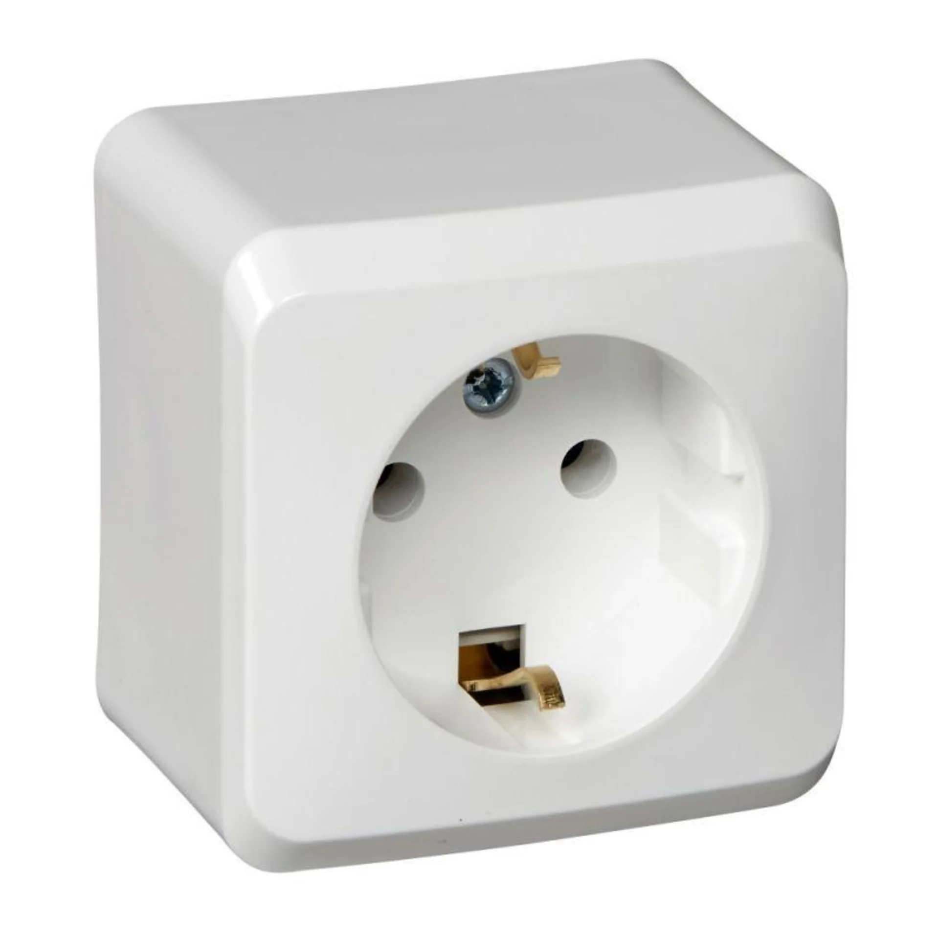 Розетка Systeme Electric PA16-003B, 1-местная, с заземлением, без шторок, открытой установки, 16А, белый