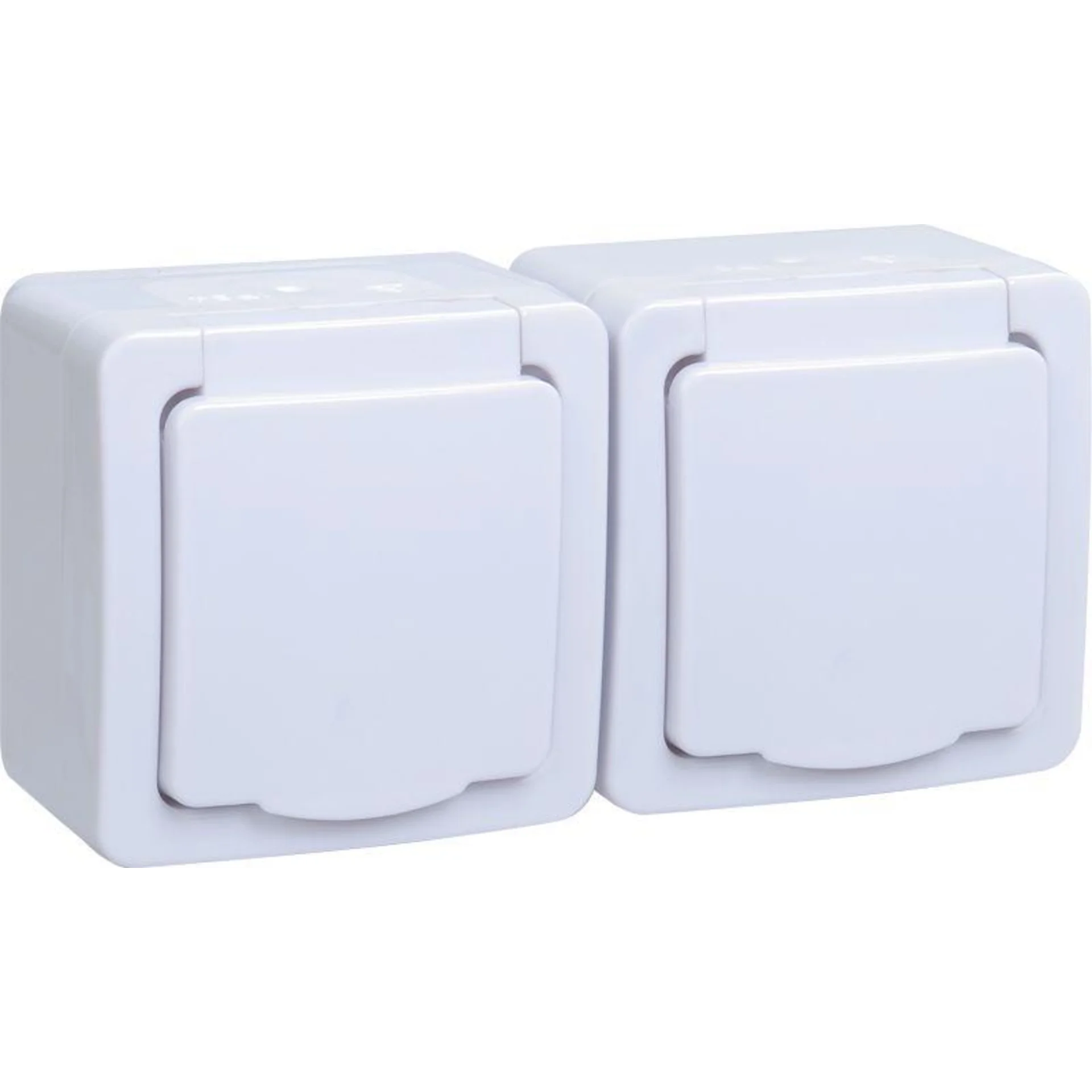 Розетка IEK ERMP22-K01-16-54-EC, 2-мест., с заземлением, IP54, белая