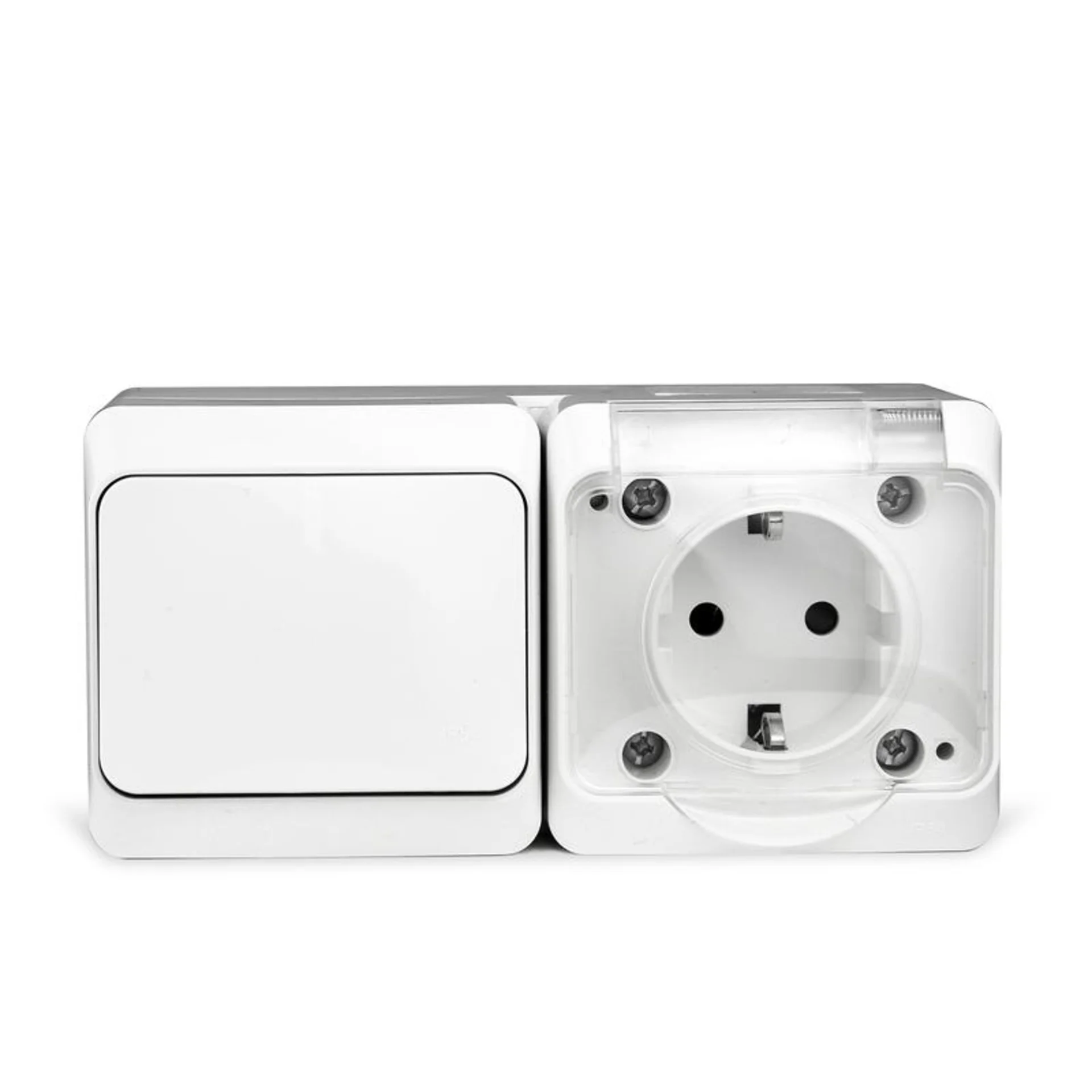Блок ОП Nix (розетка 16А 250В с заземл. 1-кл. выкл. 10А) IP54 бел. TOKOV ELECTRIC TKE-NX-V1RZ-C01T-I
