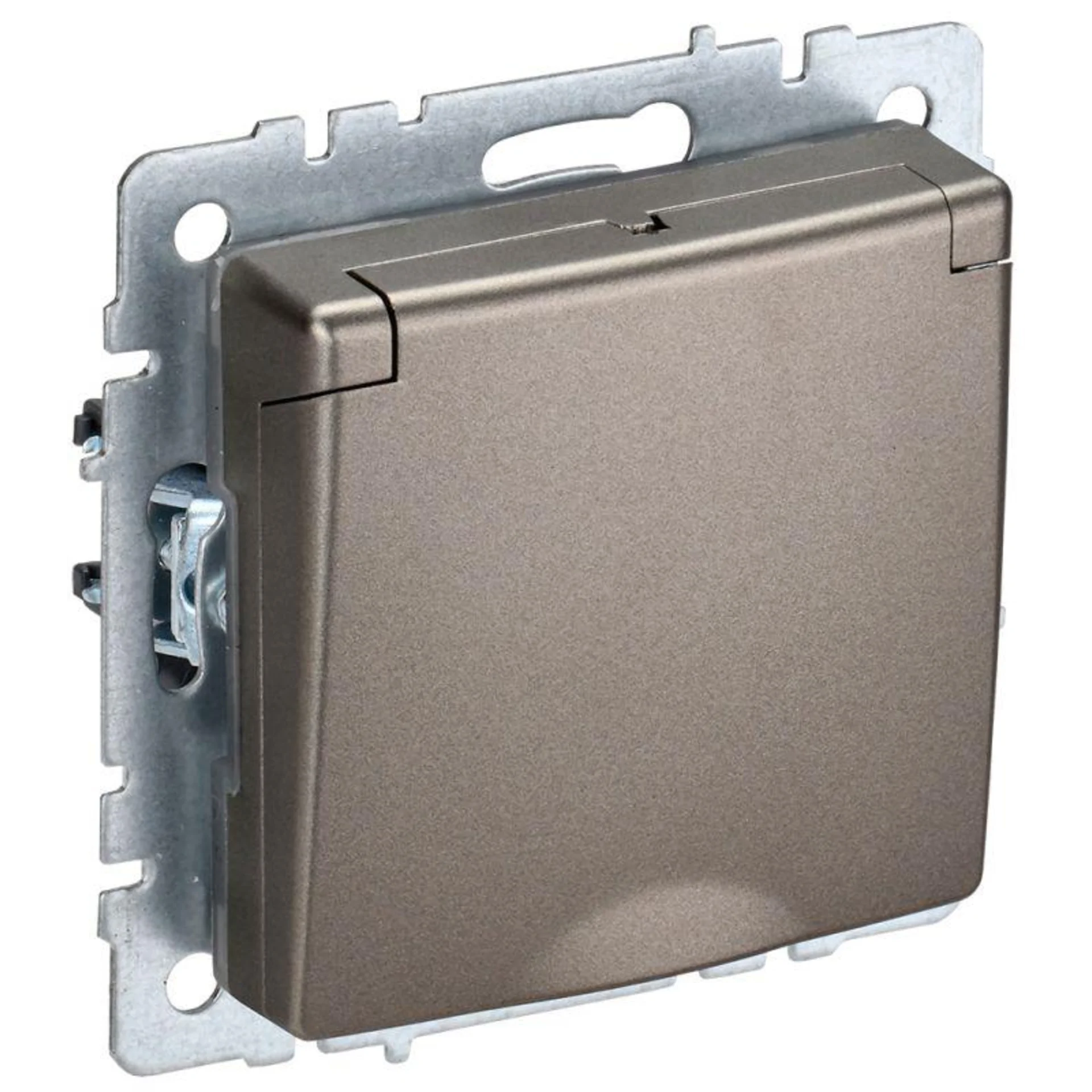 Розетка BRITE РСбш10-3-БрШ 16А IP20 с заземл. защ. шторки с крышкой шампань IEK BR-R16-16-K37