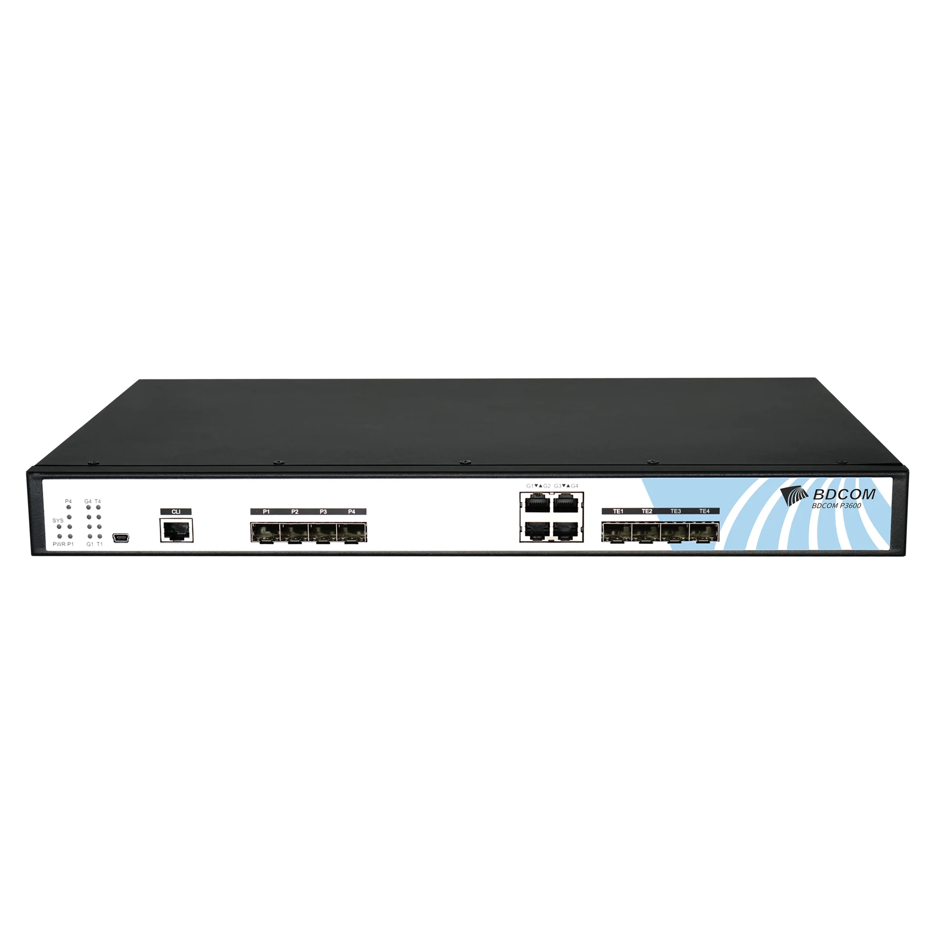 OLT BDCOM P3600-04-2AC с 4 портами GEPON (SFP), 2 комбо-портами, 2хSFP, 2хSFP+, 2хRJ-45, 2 БП АC, FEC