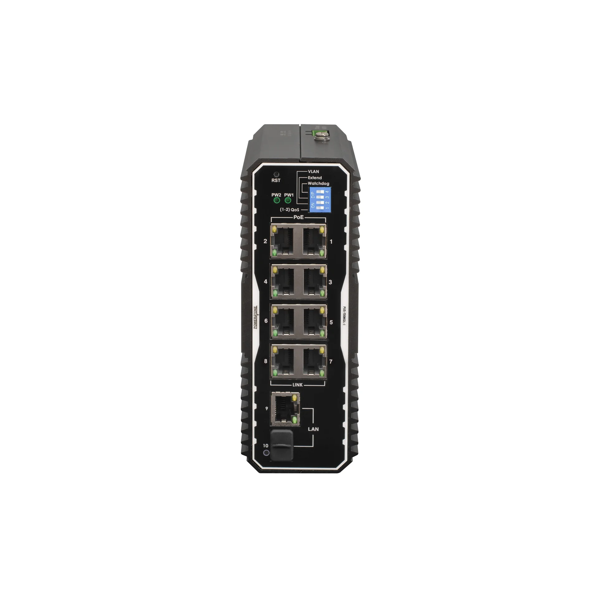 Неуправляемый промышленный 8 портовый PoE коммутатор POWERTONE PUS-TS08GL-i