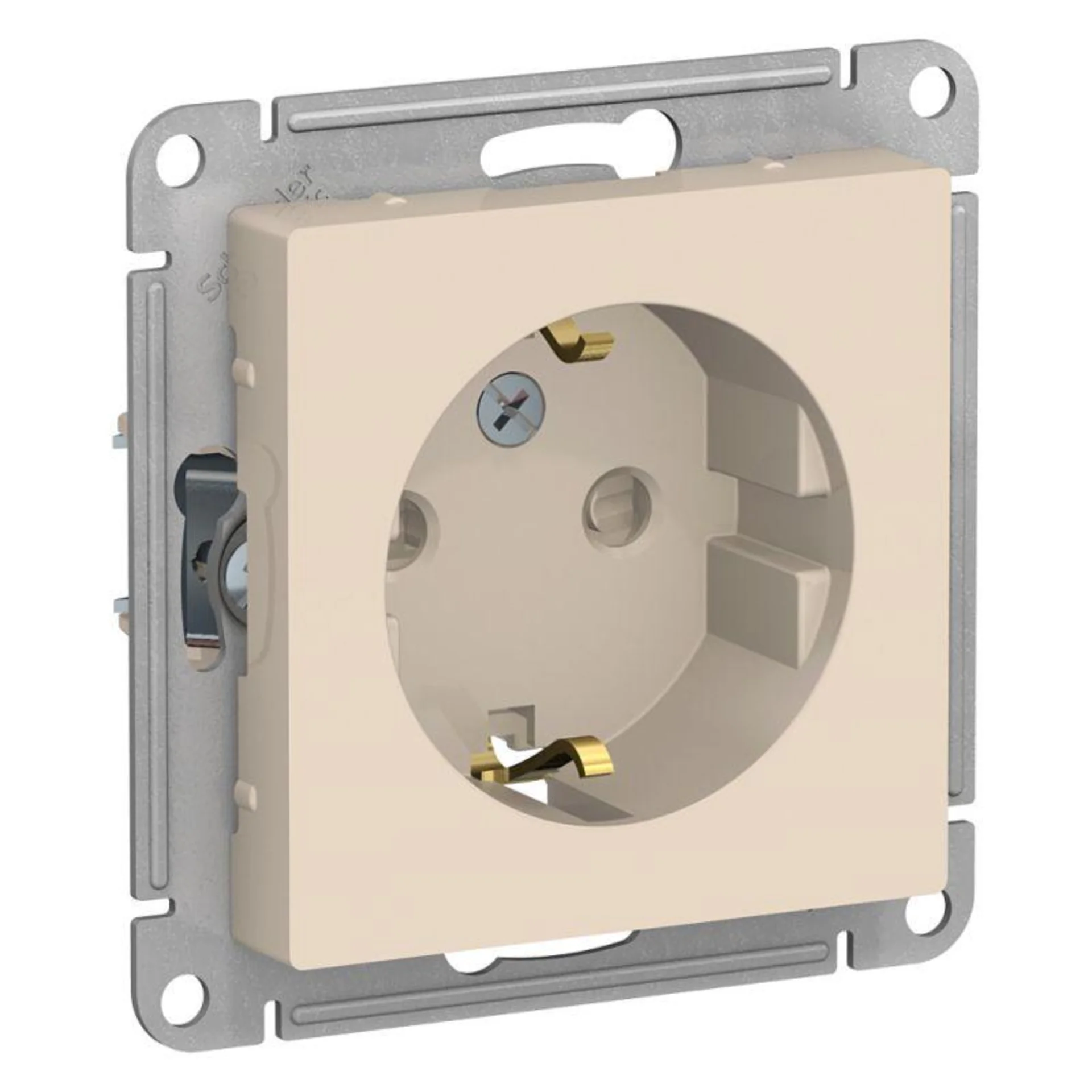 Systeme electric ATN000245 ATLASDESIGN РОЗЕТКА с заземлением со шторками, 16А, механизм, БЕЖЕВЫЙ