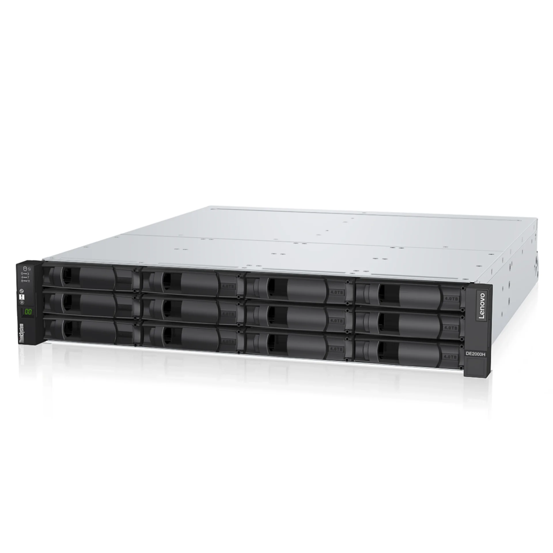 Система хранения данных Lenovo DE2000H (H - Hybrid), 2U, 12LFF. Два контроллера, резервируемый БП