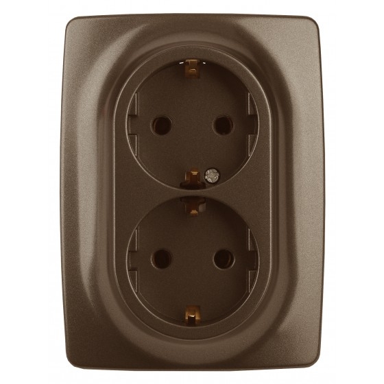 Эра Б0031235 12-2106-13 Розетка 2X2P+E Schuko, 16АХ-250В, Эра12, бронза