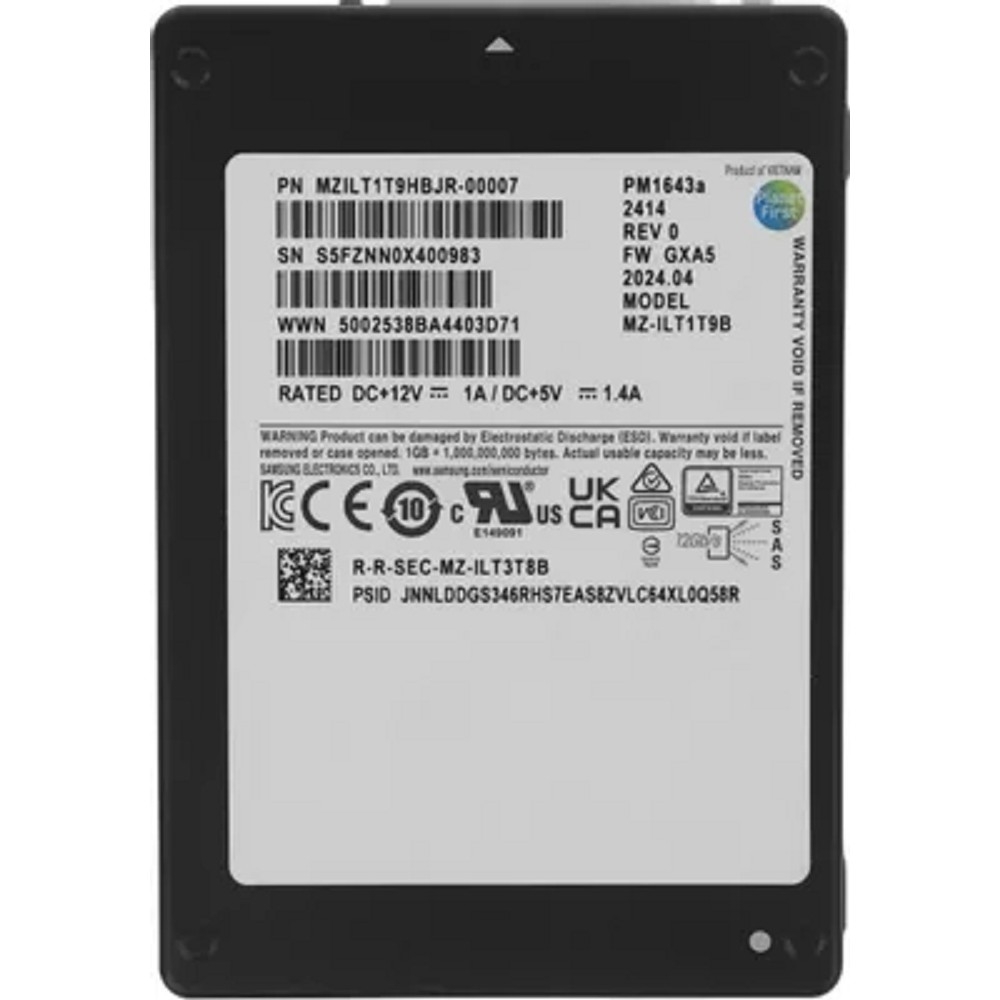 Samsung SSD 1920Gb PM1643a 2.5" SAS MZILT1T9HBJR-00007