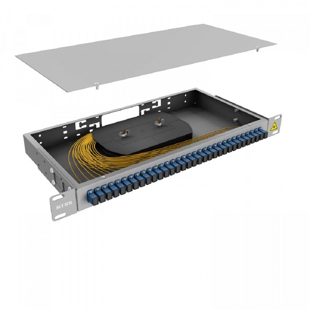 NTSS Кросс 19" NTSS PREMIUM, предсобранный 1U, 32 порта SC/UPC, 9/125 мкм, (сплошная панель, розетки, сплайс, КДЗС, пигтейлы) NTSS-RFOB-PM-1U-32-SC/U-9-SP1.5G0A