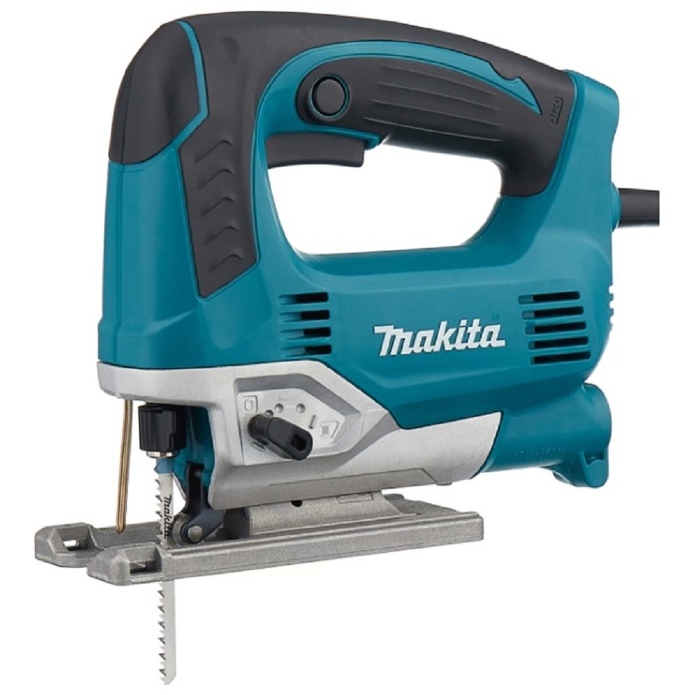 повреждение упаковки Makita JV0600K Ручной электро лобзик [JV0600K] {650Вт,500-3100об\м,ход-23мм,рез-90мм,2.4кг,чем,3маятн+1}