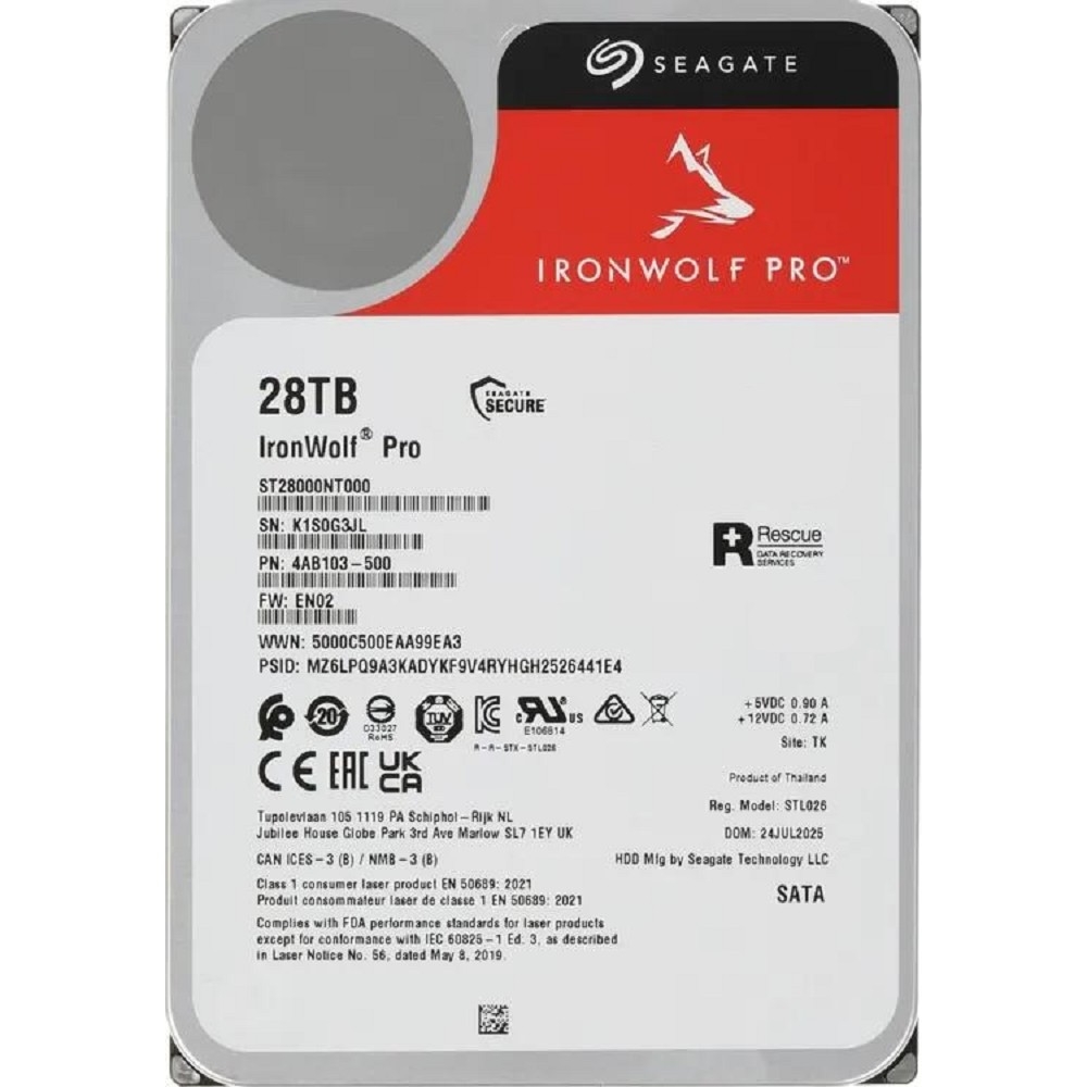 28TB Seagate Ironwolf Pro (ST28000NT000) {SATA 6 Гбит/с, 7200 rpm, 256mb buffer, для NAS}