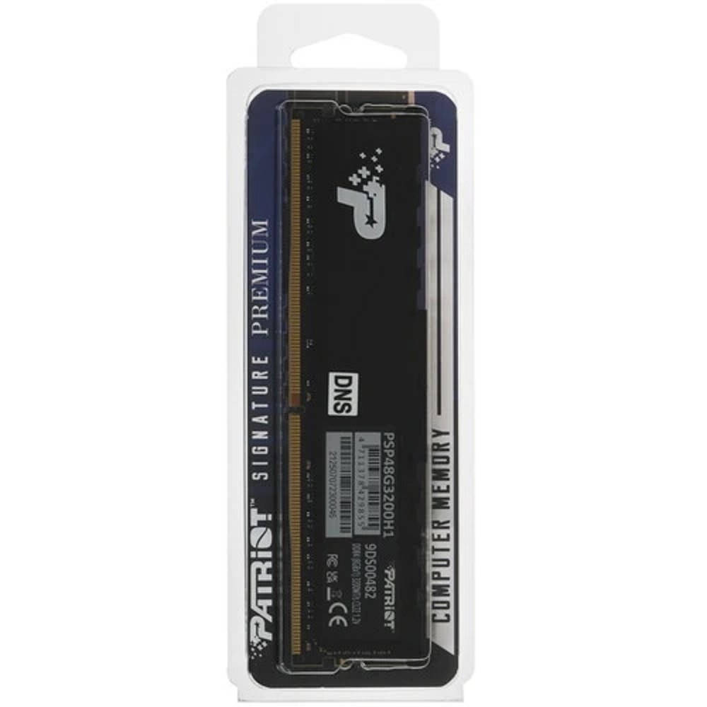 Patriot DDR4 8GB 3200MHz Patriot PSP48G3200H1 Signature Premium RTL PC4-25600 CL22 DIMM 288-pin 1.2В single rank с радиатором Ret