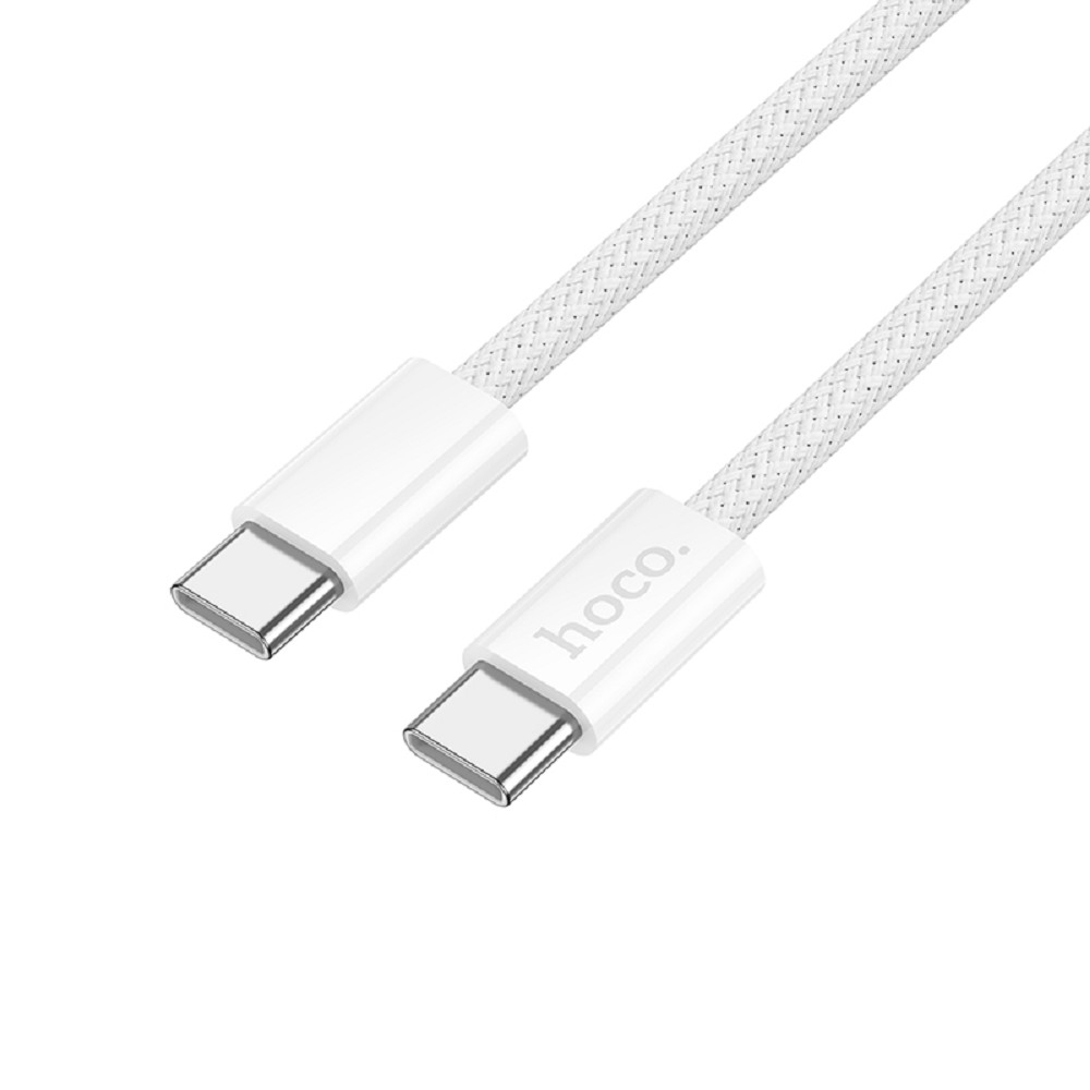 HOCO Кабель USB2.0 Hoco Type-C/Type-C, 3А, 60Вт, силиконовая оплетка, X105, 1м, белый, коробка