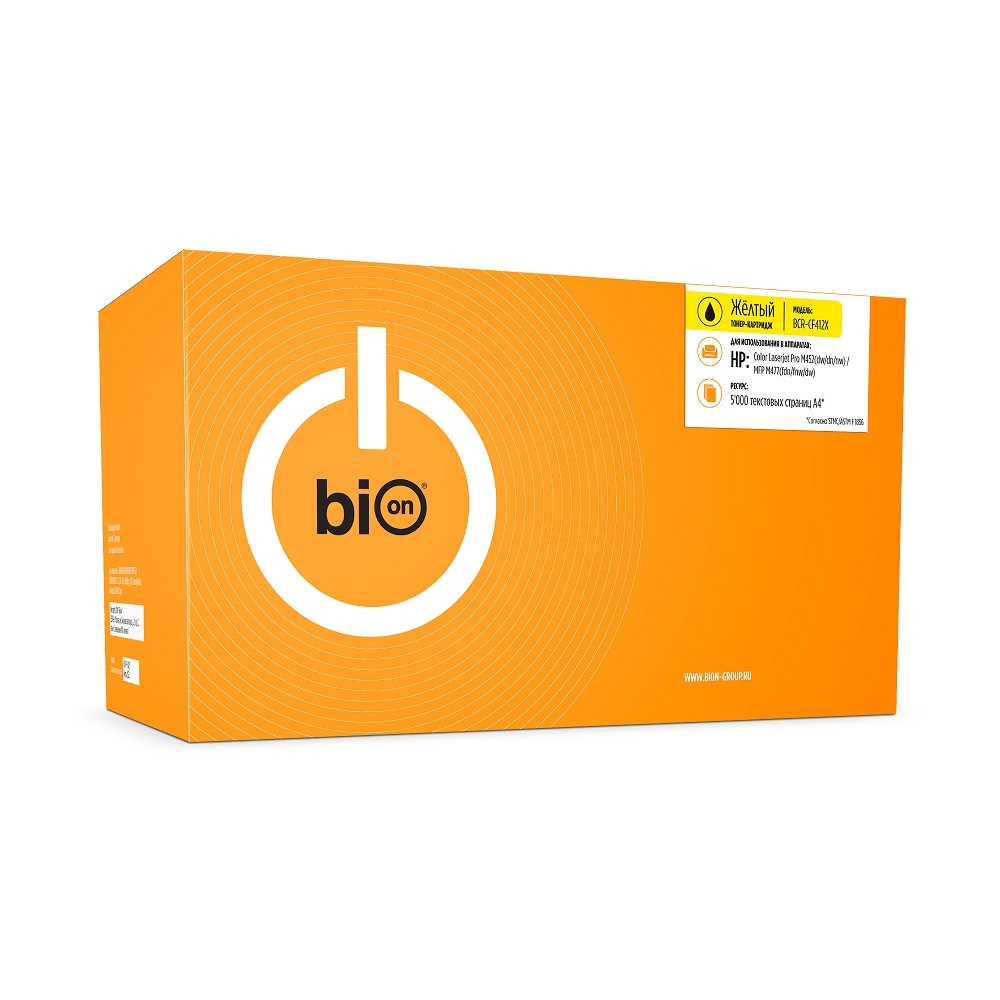 Bion CF412X  Картридж для HP {Color Laserjet Pro M452dw/452dn/452nw/MFP M477fdn/M477fnw/M477dw/M377fdw/377fdn }(5000  стр.) Желтый, с чипом