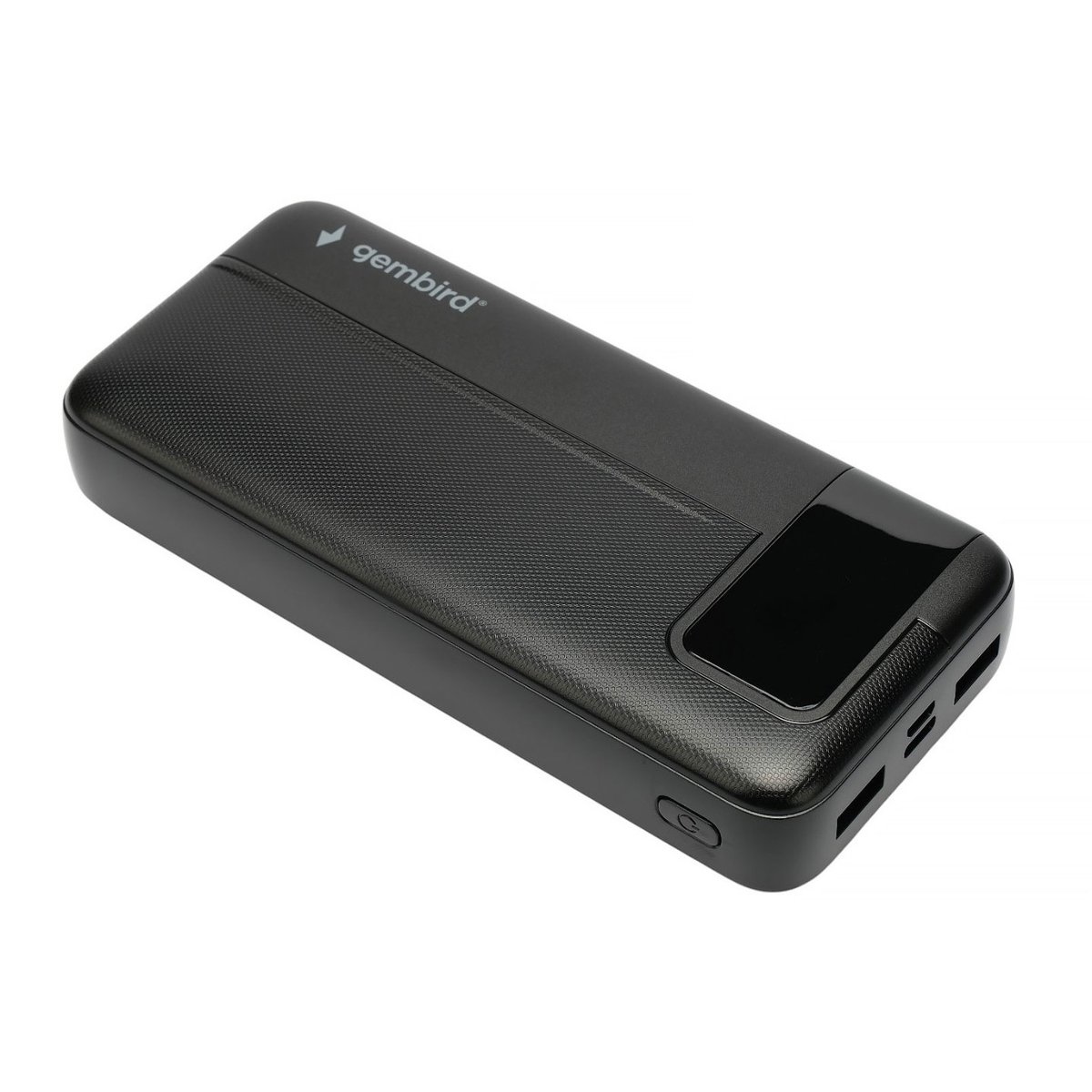 Внешний аккумулятор 20000mAh GPB-20Q Gembird PowerBank, дисплей, входы Micro USB + Type-C, выходы 2*USB + Type-C, Функция сквозной зарядки, черный