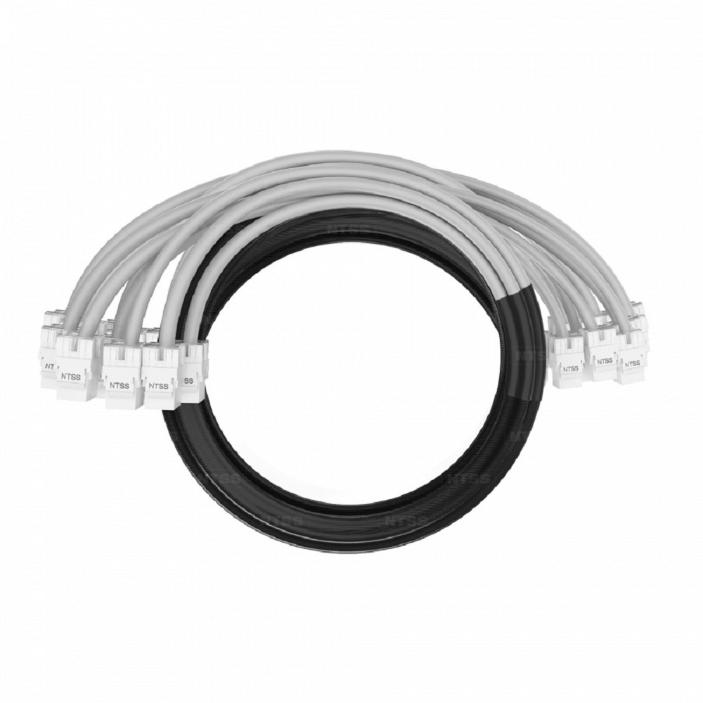 NTSS Кабельная сборка NTSS PREMIUM 12pc, UTP CAT5e, оконцована разъемами KEYSTONE RJ45 UTP CAT5e, заделка в чулке, вывод 0.6м, длина 12м, LSZH, серый NTSS-PC-PM-12-UTP-RJ45KJ-5e-S-0.6-12.0-LSZH-GY