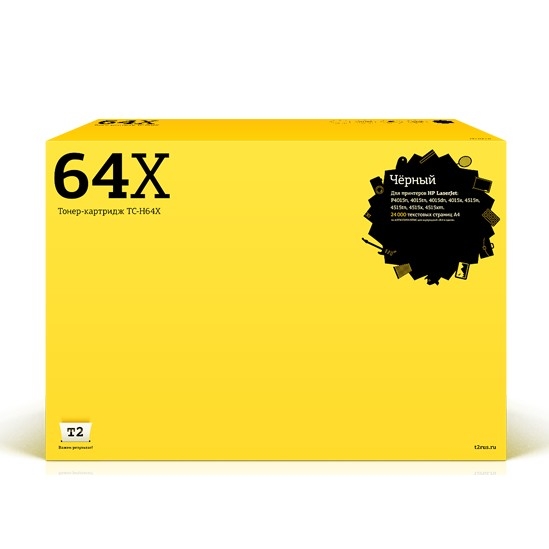 Картридж лазерный T2 TC-H64X CC364X черный (24000стр.) для HP LJ P4014/4015n/4515n без чипа
