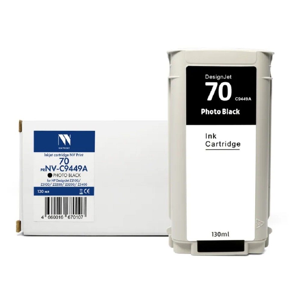 Картридж струйный NVPrint 70 (NV-C9449A) Photo Black для HP DesignJet Z2100/Z3100/Z3200/Z5200/Z5400 (130 мл) совместимый