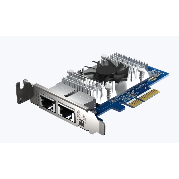 Сетевая карта/ QNAP QXG-10G2T-X710 LAN Expansion Card, PCIe Gen3 x4, Two 10GbE (10G / 5G / 2.5G / 1G / 100M)) Ports with SR-IOV and iSCSI, Block-based, Supports Multiple Virtual Disk Modes