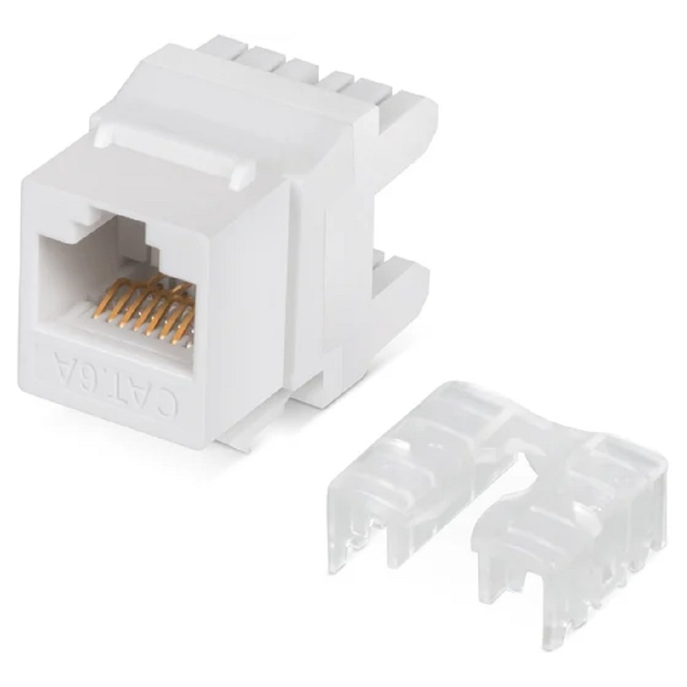 Cabeus KJ-RJ45-Cat.6A-180 Degree Вставка Keystone Jack RJ-45(8P8C), 180 градусов, категория 6A, Dual IDC (110&amp;Krone type), белая