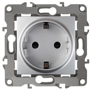 Эра Б0014677 12-2101-03 Розетка 2P+E Schuko, 16АХ-250В, Эра12, алюминий