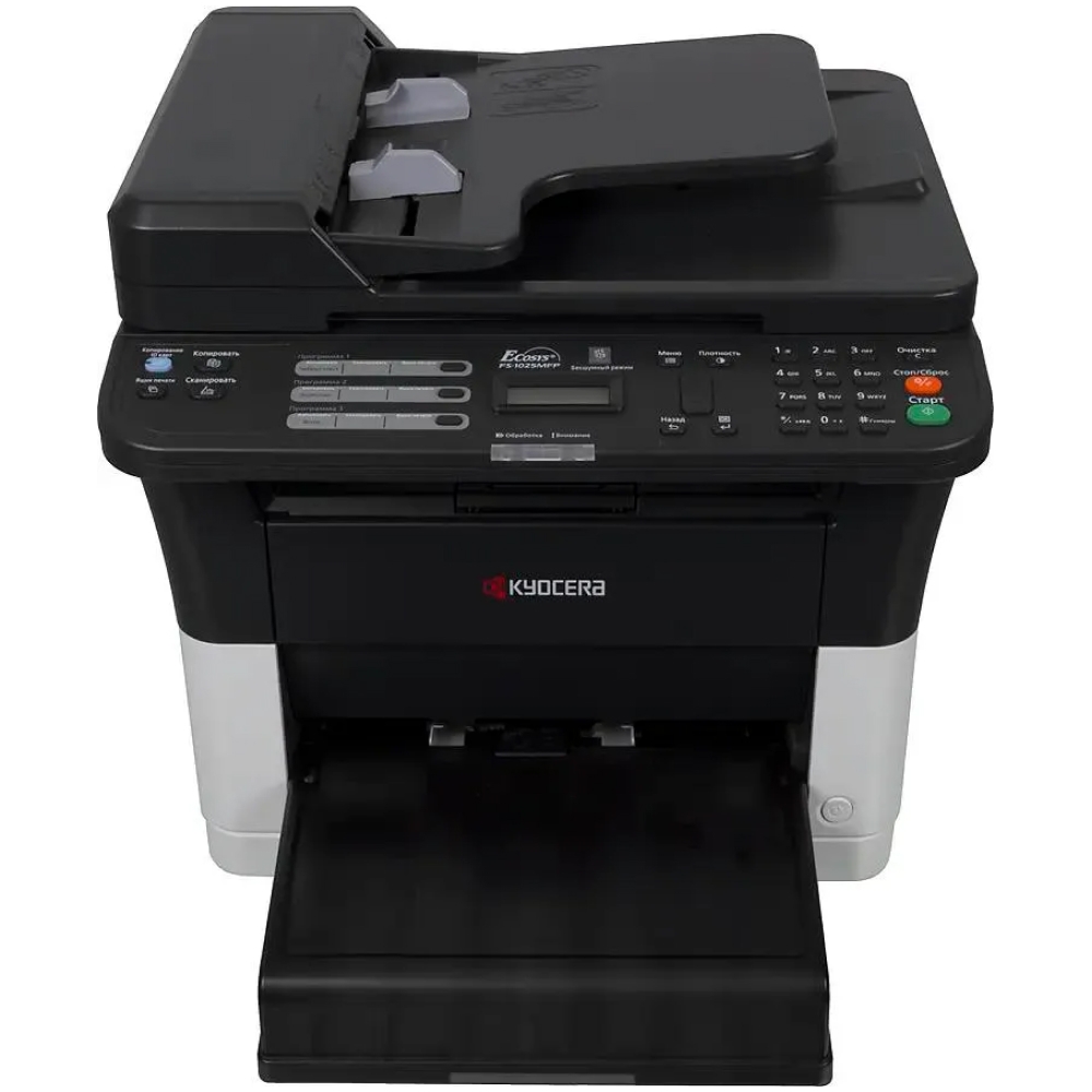 МФУ Kyocera - FS-1025MFP, A4, серия FS, сканер: планшетный/протяжный, черно-белый лазерный, RJ-45, USB, 1 лоток, 600 x 600dpi, Duplex, цвет серый, 1102M63RUV