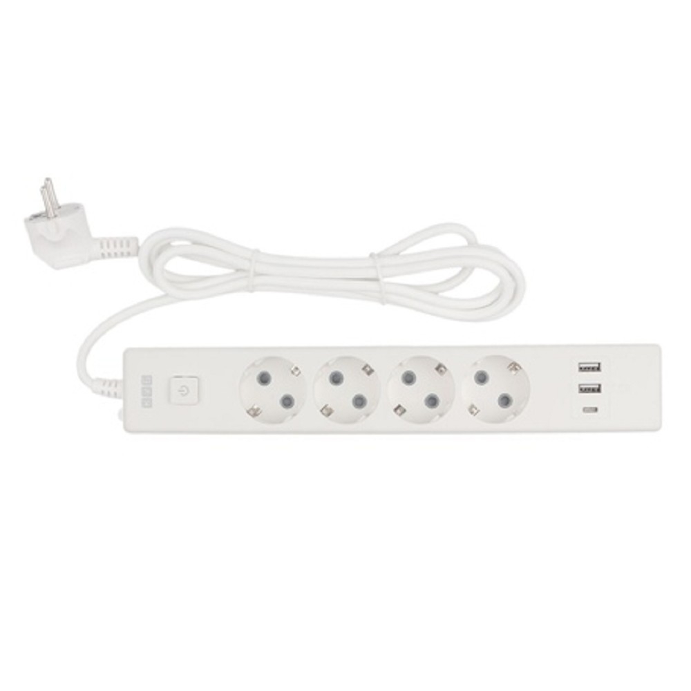 PowerCube Бытовой удлинитель (PC-6-2M) 4р с/з вык.,3USB, 3500 Вт, 16А, 1.9 м, 3*1,0 (белый) {22305}