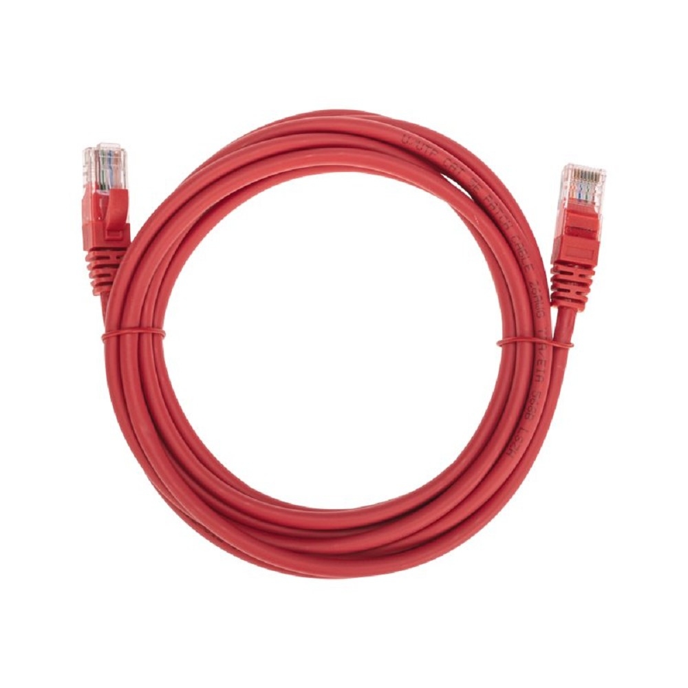 Патч-корд U/UTP, CAT 5e, RJ45-RJ45, 26AWG, LSZH, красный, 3м  REXANT (02-0103-3)