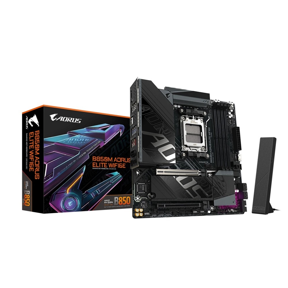 Материнская плата Gigabyte B850M AORUS ELITE WIFI6E Socket AM5 AMD B850 4xDDR5 mATX AC`97 8ch(7.1) 2.5Gg RAID+DP