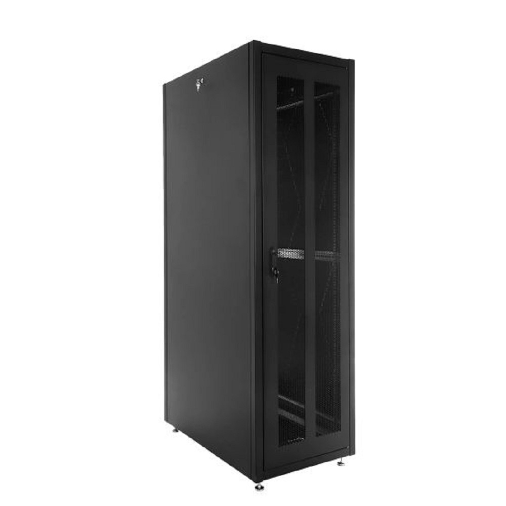 Шкаф серверный ЦМО (ШТК-Э-42.6.10-44АА-9005) напольный 42U 600x1000мм пер.дв.перфор. 2 бок.пан. задн.дв.перфор. направл.под закл.гайки 710кг черный 915мм 105кг 120град. 1987мм IP20 металл