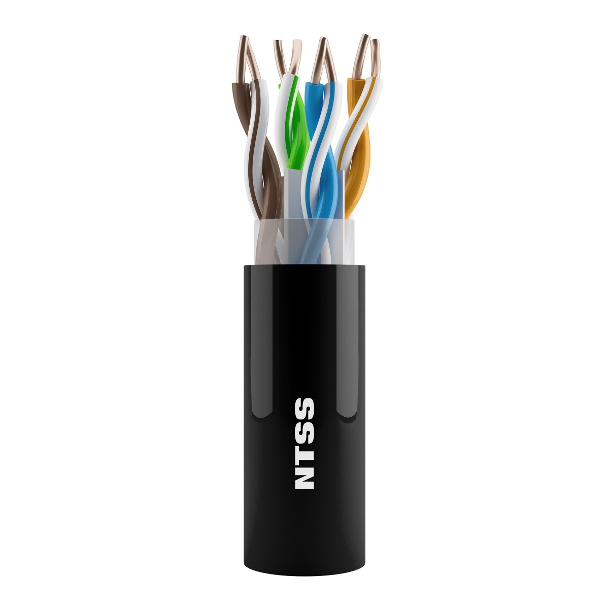 NTSS Кабель витая пара NTSS PREMIUM внешний одножильный U/UTP 4PR 23AWG CAT6 PE 305м черный, системная гарантия 25 лет NTSS-OUT-PM-UUTP4-6-PE-BL