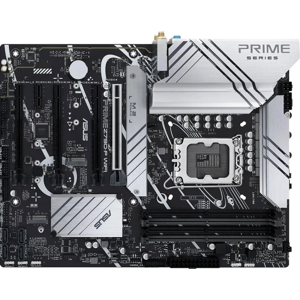 Материнская плата Asus - PRIME Z790-P WIFI, ATX, Intel Z790, 1xLGA 1700, 4xDDR5 до 128ГБ, 1x2.5GbE, audio, M.2, Wi-Fi, Bluetooth, HDMI, DP, 1xPS/2, 4xSATA, 4xUSB2.0, 3xUSB3.2, 1xUSB3.2 Type C, PRIME Z790-P WIFI