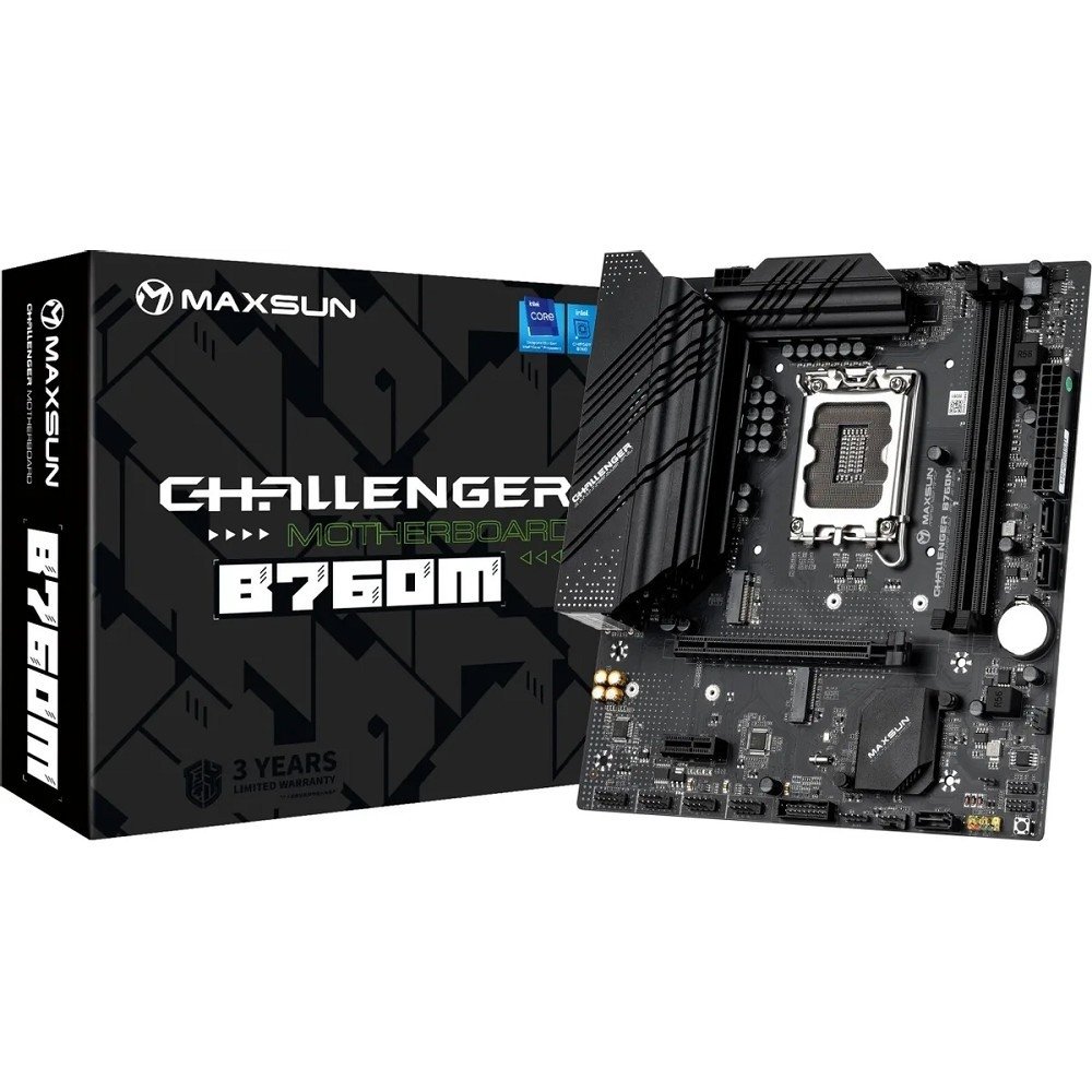 MAXSUN MS-Challenger B760M (Socket 1700, mATX, 2*DDR4, VGA/HDMI, 3*SATA3, 2*M.2, 1xPCI-E x16 /1xPCI-E x1, 2*USB 2.0, 4*USB 3.2 Gen1 , LAN 1*1G,  RTL)