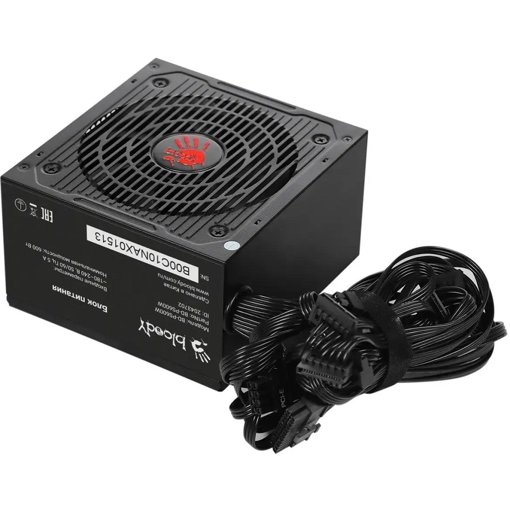 Bloody BD-PS600W ATX 600W 80 PLUS WHITE (20+4pin) APFC 120mm fan 6xSATA RTL