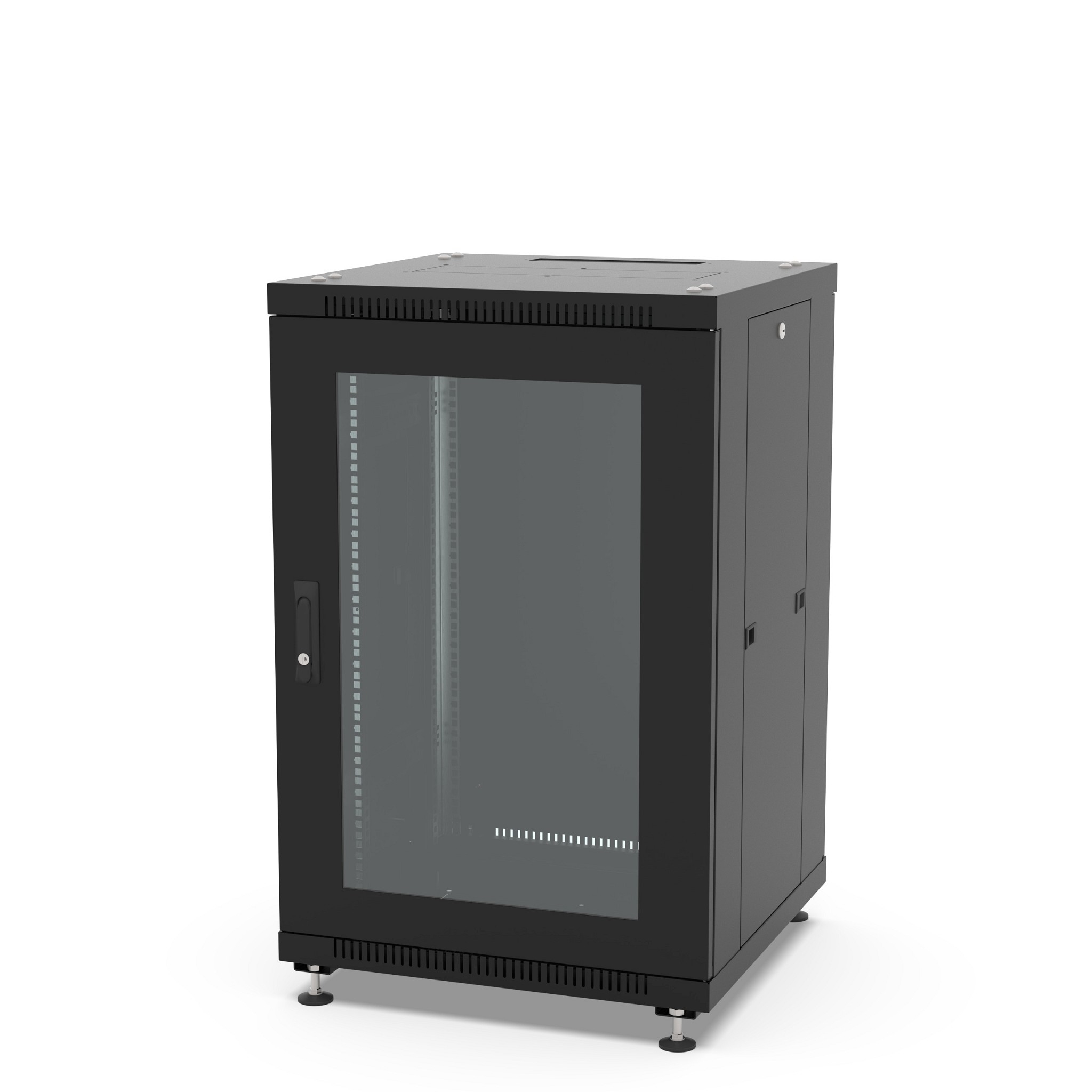 Шкаф напольный 19", 18U Filum FL-NT-1866GM1M-BK NETWORK (ШхГхВ) 600x600x920 мм, двери: стеклянная/сплошная металл, цвет черный RAL9005