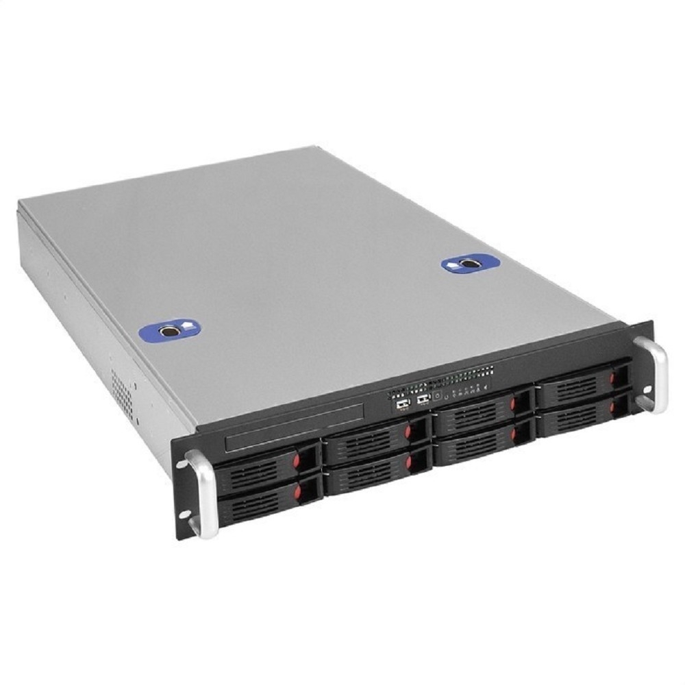Корпус серверный Exegate - Pro 2U660-HS08, mITX, mDTX, mATX, ATX, E-ATX, 8х3.5/2.5", Hot-swap, 2xUSB2.0, Rack, 2U, без БП, цвет чёрный, EX292255RUS
