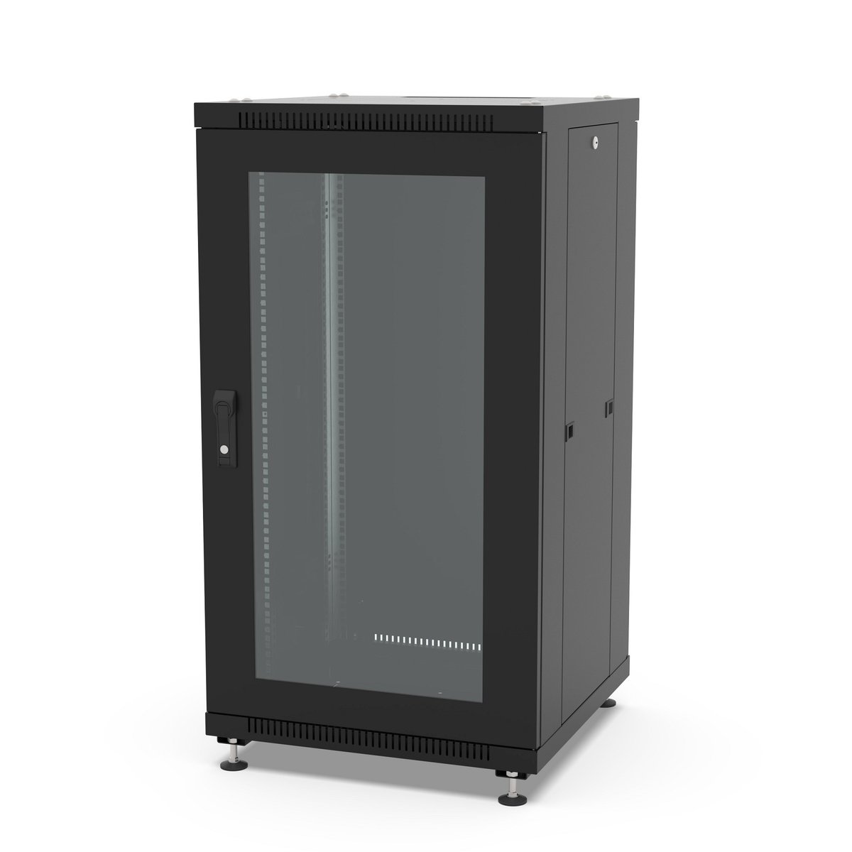 Шкаф напольный 19", 22U Filum FL-NT-2266GM1M-BK NETWORK (ШхГхВ) 600x600x1098 мм, двери: стеклянная/сплошная металл, цвет черный RAL9005