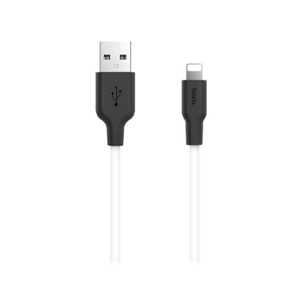 HOCO Кабель USB2.0 Hoco AM/Lightning, 2.4А, силиконовая оплетка, X21, 1м, бело-черный, коробка