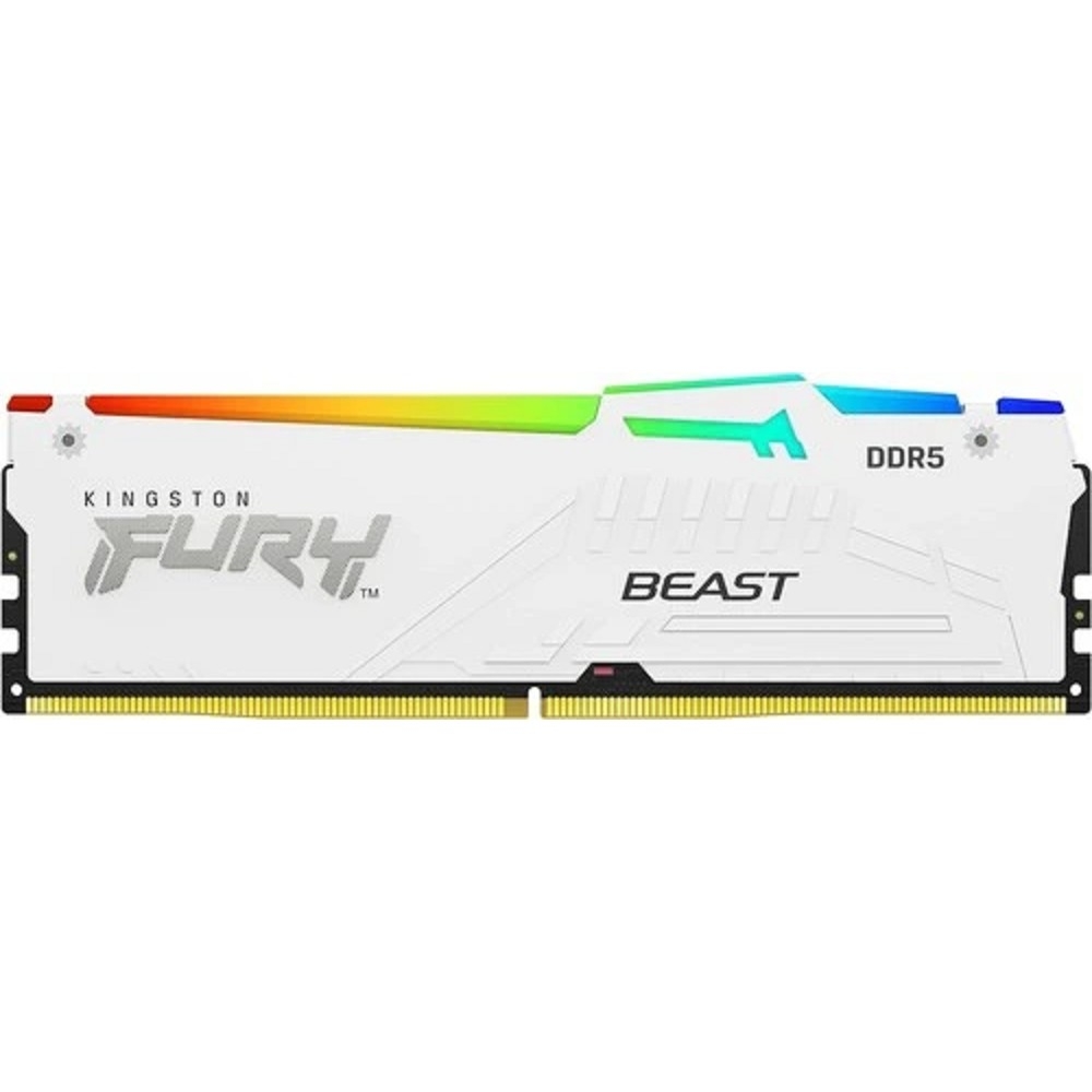 Оперативная память Kingston Fury Beast, DDR5, 16Gb (1x16Gb), 6000MHz, CL36, DIMM, с радиатором, RGB, белый
