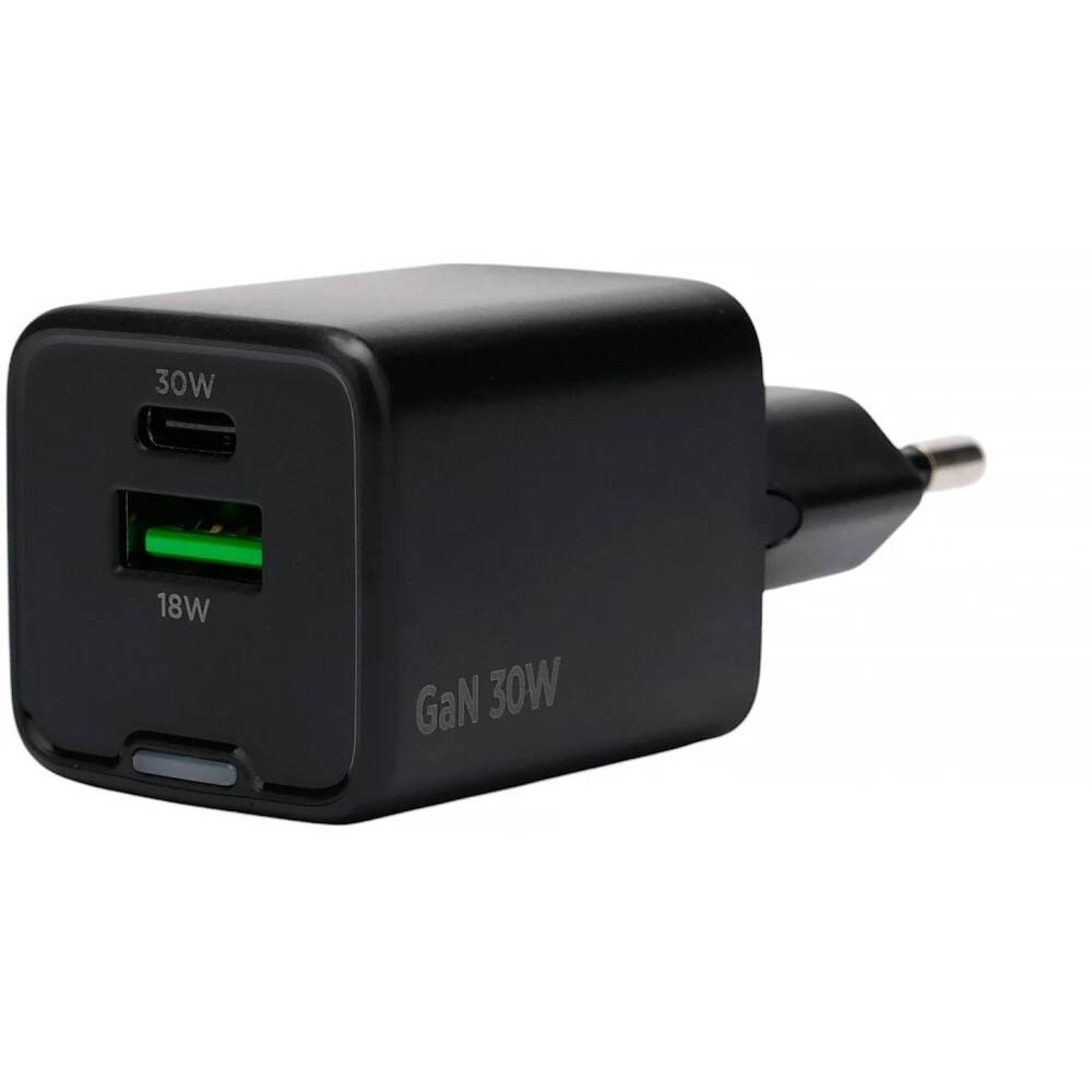 Cablexpert зарядное устройство 30Вт GaN, 3А, QC4.0/PD, 1xUSB, 1xType-C, черный, пакет (MP3A-PC-64)