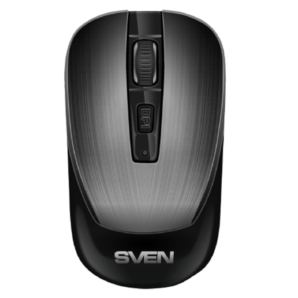 Мышь беспроводная SVEN RX-380W серый металлик, 1600 dpi, радиоканал, USB, кнопки - 4