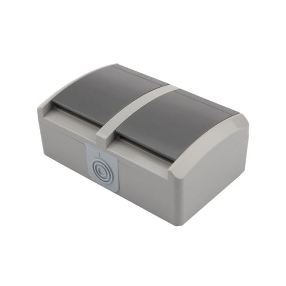 Rexant KR-78-0614 Блок из 2 розеток горизонтальный KRANZ INDUSTRIAL открытой установки с заземлением, керамика, IP54 серый							