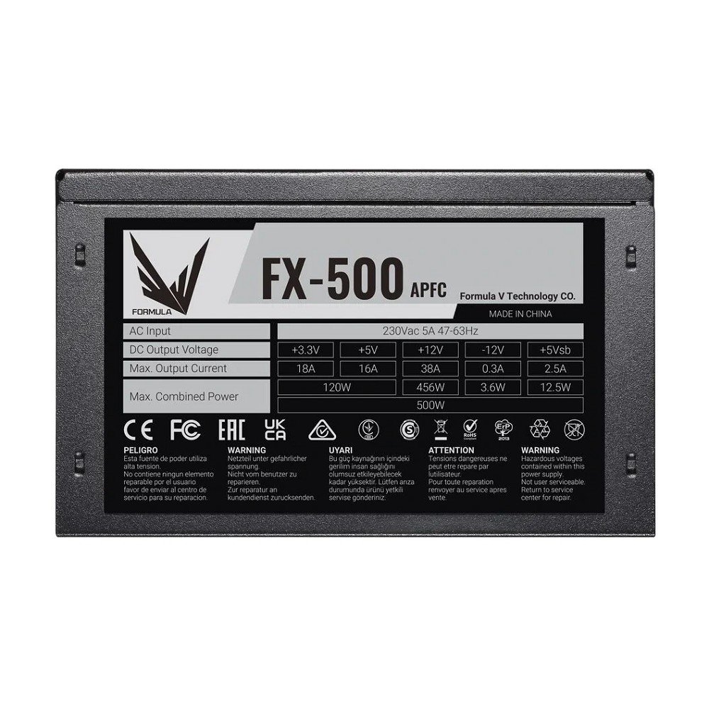 Formula ATX 500W FX-500 (24+4+4pin) APFC 120mm fan 4xSATA RTL