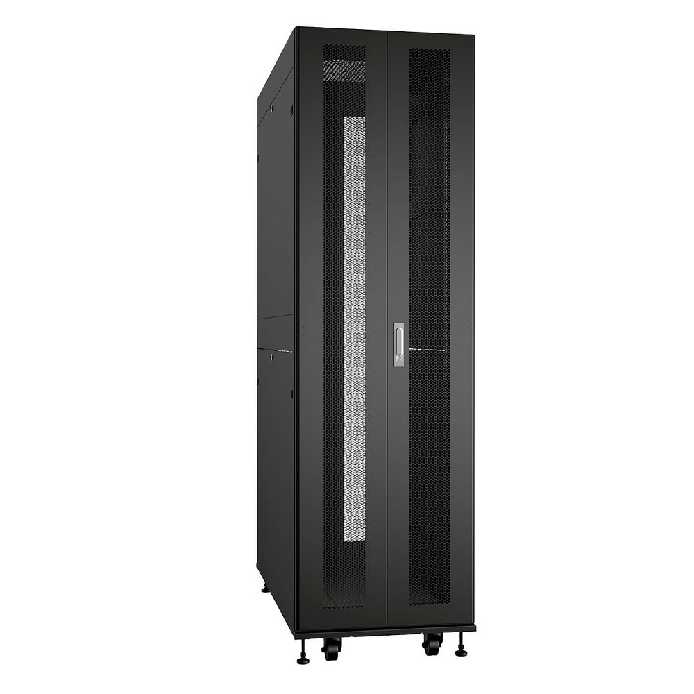 Cabeus ND-SC-42U60/120-BK Шкаф серверный телекоммуникационный 19" напольный для распределительного и серверного оборудования 42U 600x1200mm передняя и задняя двойные перфорированные двери, ручки с замком, цвет черный (RAL 9004)