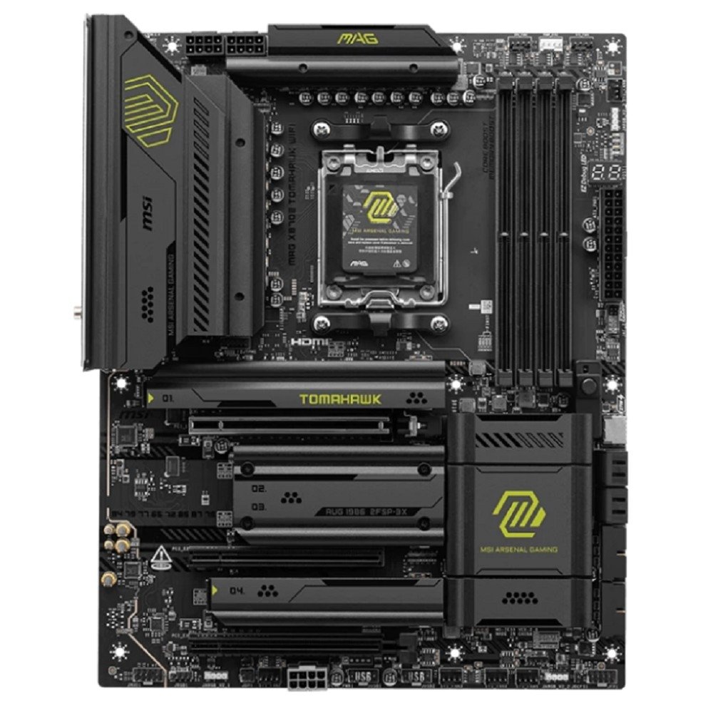 Материнская плата MSI MAG X870E TOMAHAWK WIFI X870, AM5, 4*DDR5, 3*PCIEx16, 4*M.2, 4*TypeC, 2*USB3.2Gen2, 7*USB3.2Gen1, 8*USB2.0, 4*SATA3.0, 5G, Type-C DP, HDMI, ATX, RTL